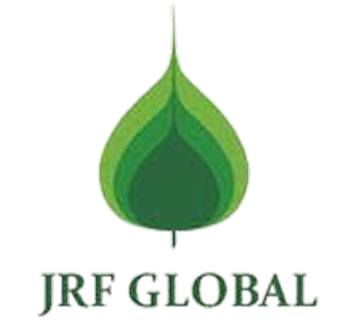 JRF Global logo featuring a green leaf design, symbolizing sustainability and environmental focus.